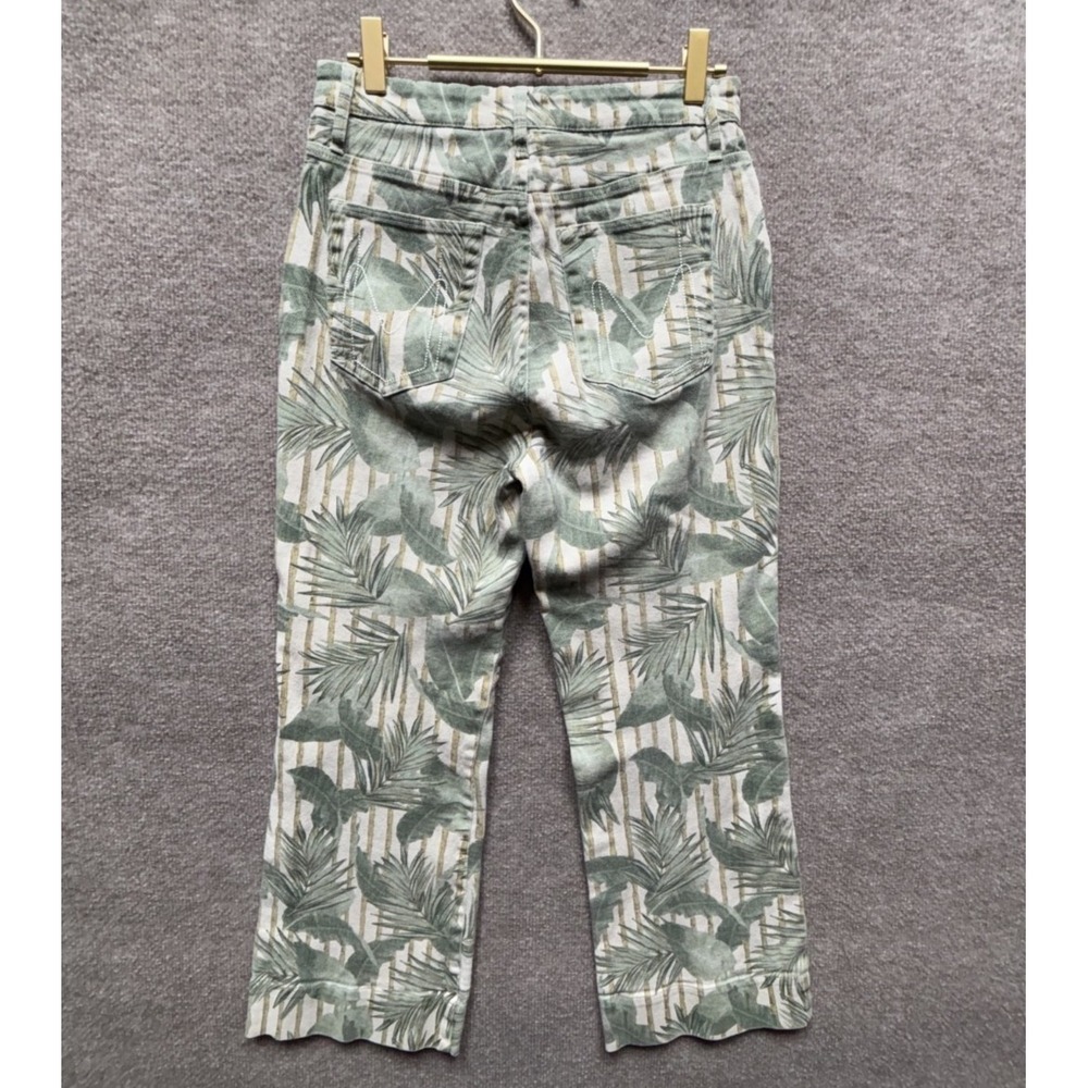 Mumu Blue Pants Womens 28 Green Hawn Trouser Bamboo Palm Tree Print Twill EUC - Picture 3 of 6